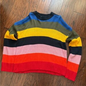Purple Snow Colorful Striped Crew Neck Sweater